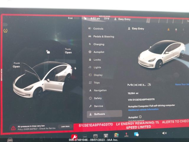 5YJ3E1EA9PF403170 Tesla MODEL 3