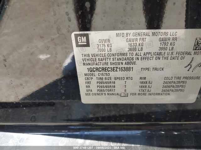 2014 CHEVROLET SILVERADO 1500 LT VIN: 1GCRCREC3EZ163881