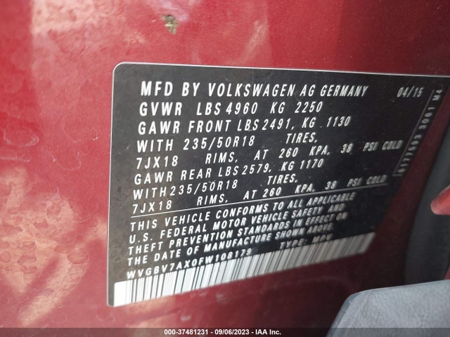WVGBV7AX0FW108179 Volkswagen TIGUAN SE