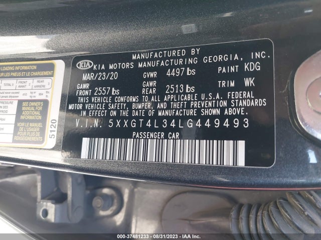 KIA Optima Lx 2020 5XXGT4L34LG449493 Image 9