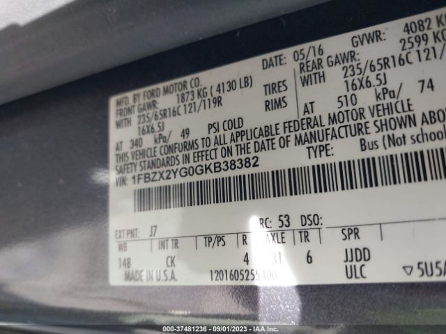 1FBZX2YG0GKB38382 Ford Transit Wagon Xl/xlt
