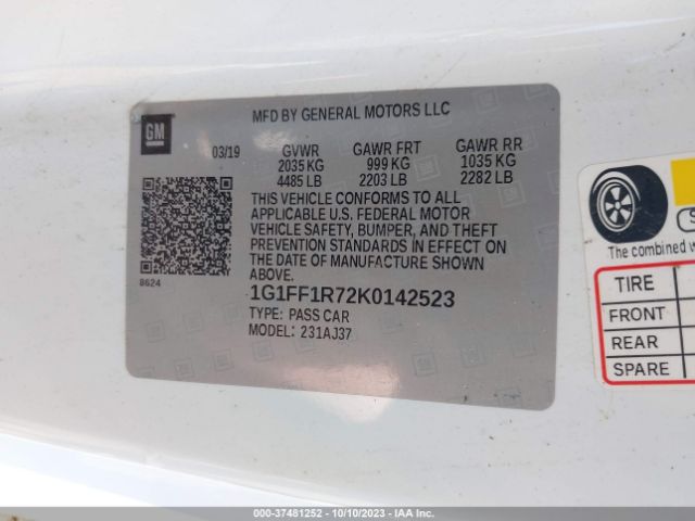 2019 CHEVROLET CAMARO 1G1FF1R72K0142523 Photo 8