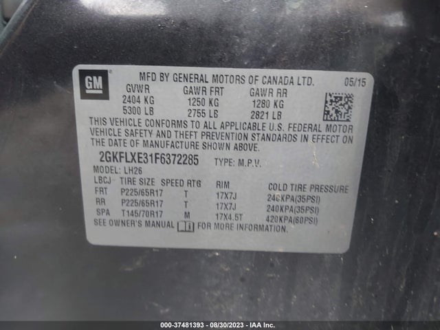 GMC Terrain Slt 2015 2GKFLXE31F6372285 Image 9