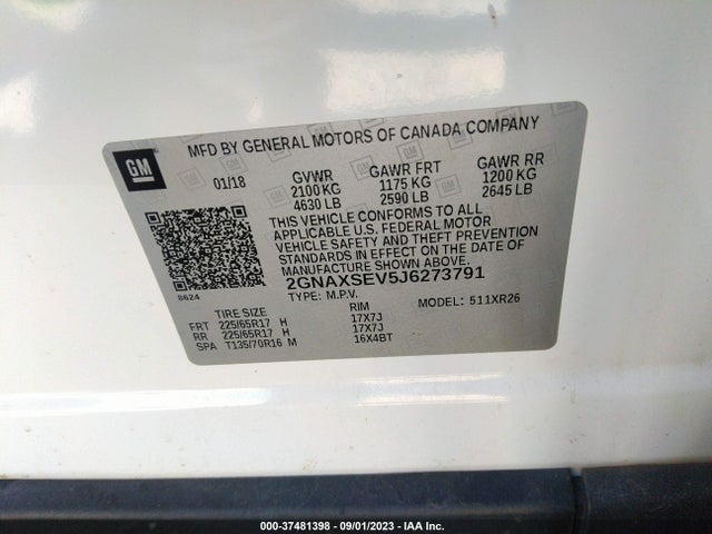Chevrolet EQUINOX LT 2018 2GNAXSEV5J6273791 Image 9