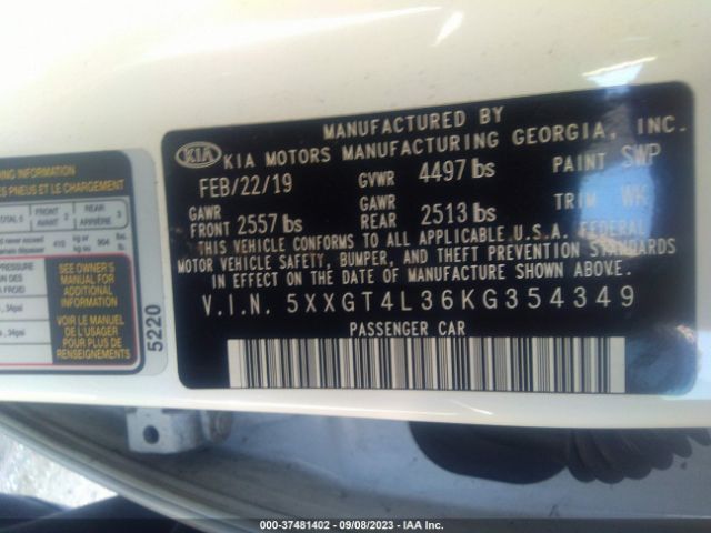 5XXGT4L36KG354349 KIA Optima Lx