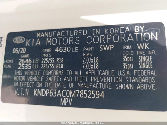 KNDP63AC0M7852594 KIA SPORTAGE S
