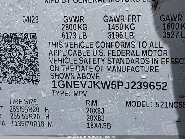 Chevrolet Traverse Rs 2023 1GNEVJKW5PJ239652 Image 9