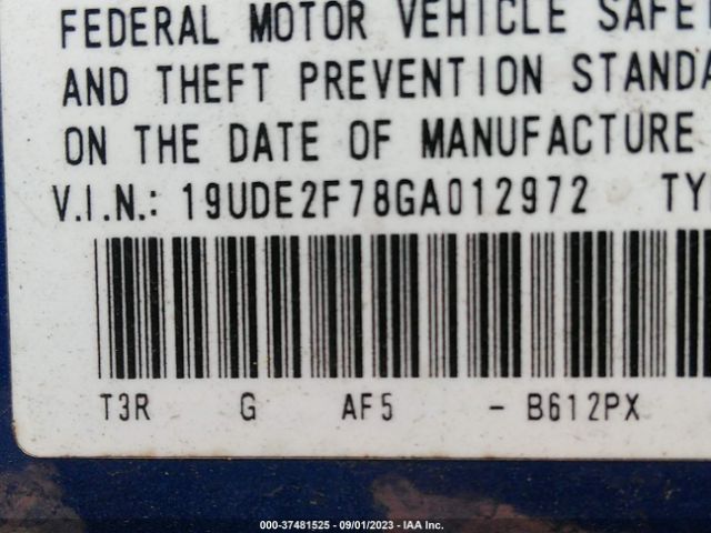 19UDE2F78GA012972 Acura Ilx W