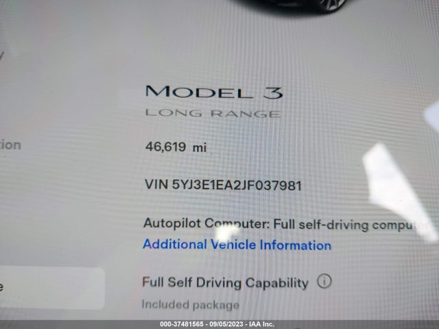 2018 Tesla 3, VIN: 5YJ3E1EA2JF037981