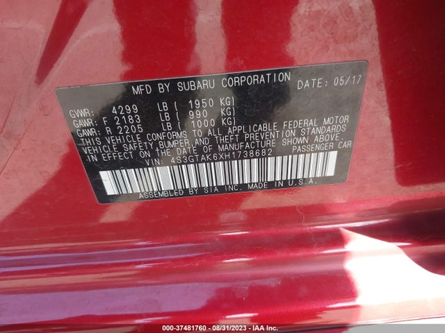 4S3GTAK6XH1738682 Subaru Impreza Sport