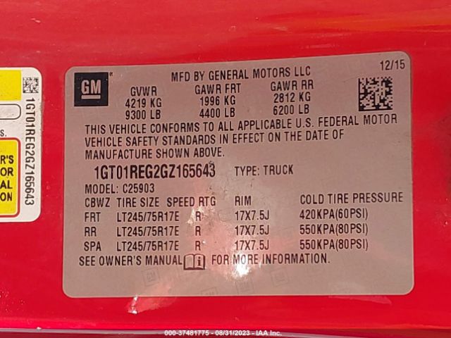 1GT01REG2GZ165643 GMC SIERRA 2500HD