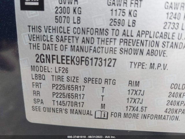 Chevrolet EQUINOX LS 2015 2GNFLEEK9F6173127 Image 9