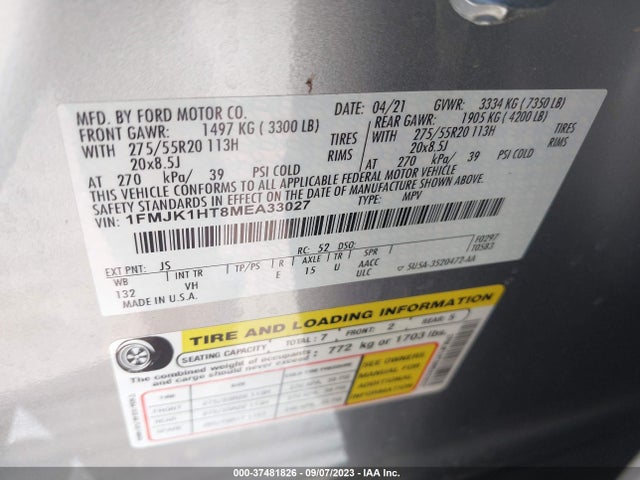 Ford Expedition Max Xlt 2021 1FMJK1HT8MEA33027 Image 9