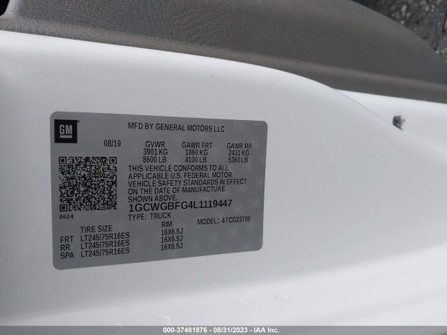 Chevrolet EXPRESS CARGO VAN 2020 1GCWGBFG4L1119447 Image 9
