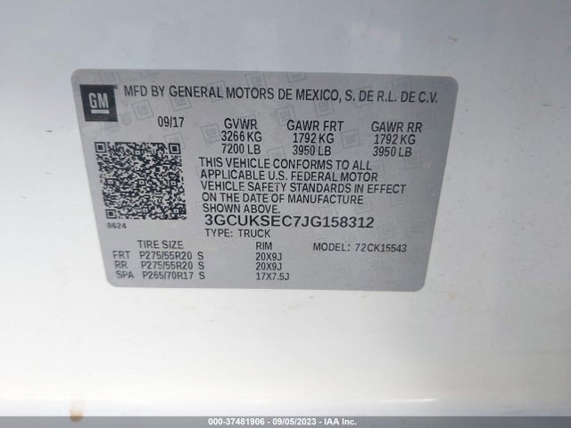 Chevrolet Silverado 1500 Ltz 2018 3GCUKSEC7JG158312 Image 9