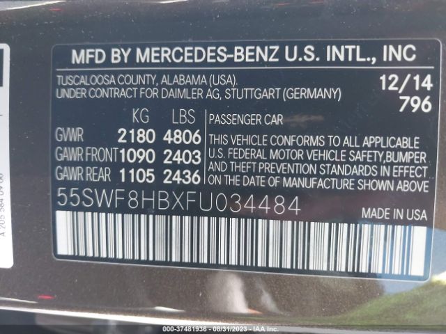 55SWF8HBXFU034484 Mercedes-Benz C-class Amg C 63 S