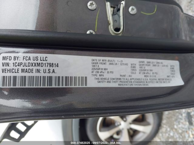 1C4PJLDXXMD179814 Jeep Cherokee Limited