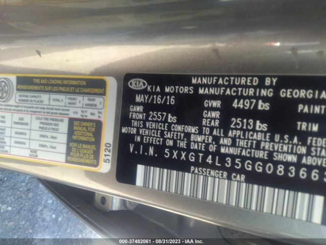 5XXGT4L35GG083663 KIA Optima Lx