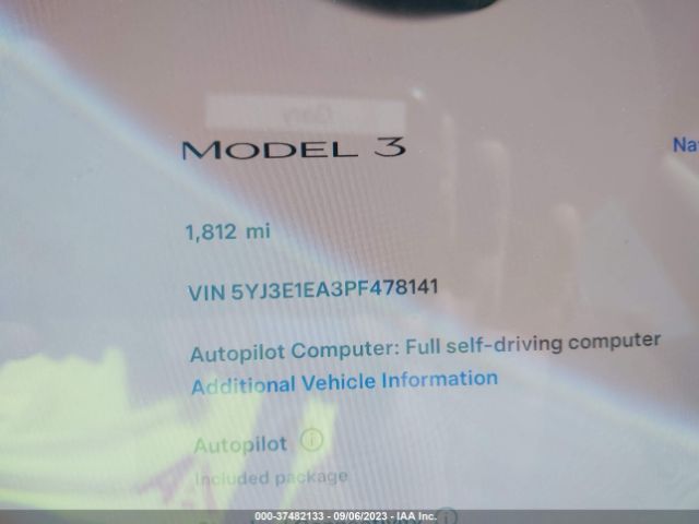 5YJ3E1EA3PF478141 Tesla MODEL 3