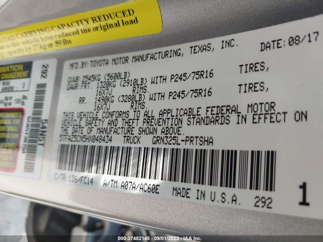 Toyota Tacoma Sr5 2017 5TFAZ5CN5HX048434 Image 9
