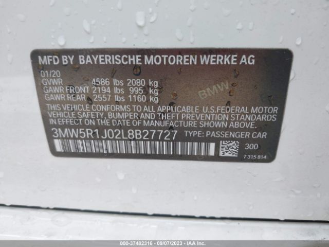 3MW5R1J02L8B27727 BMW 3 Series 330i