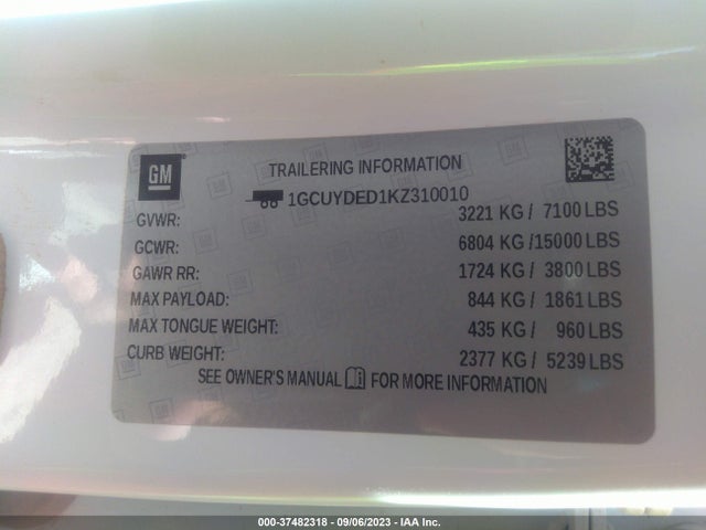 Chevrolet Silverado 1500 Lt 2019 1GCUYDED1KZ310010 Image 9