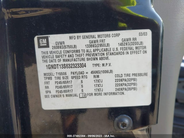 2003 CHEVROLET TRAILBLAZER 1GNDT13S632323304 Photo 8