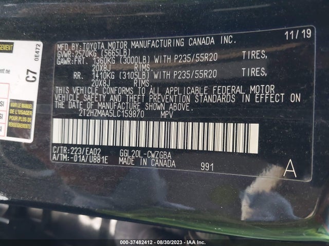 2T2HZMAA5LC159870 Lexus Rx Rx 350
