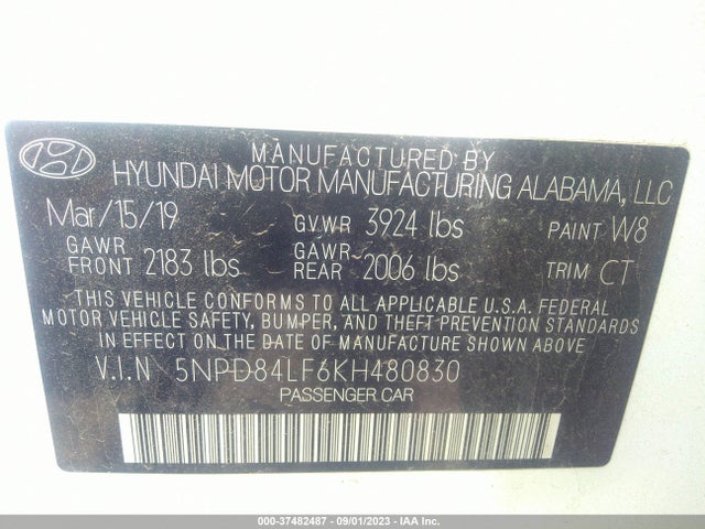 Hyundai ELANTRA SEL 2019 5NPD84LF6KH480830 Image 9