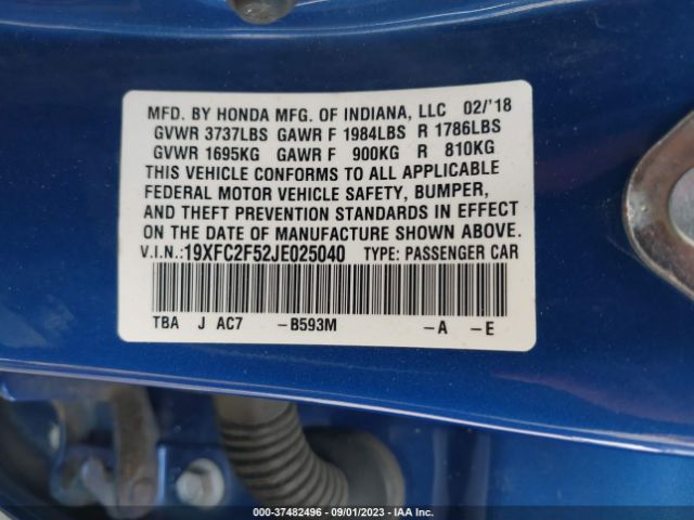 19XFC2F52JE025040 Honda Civic Sedan Lx