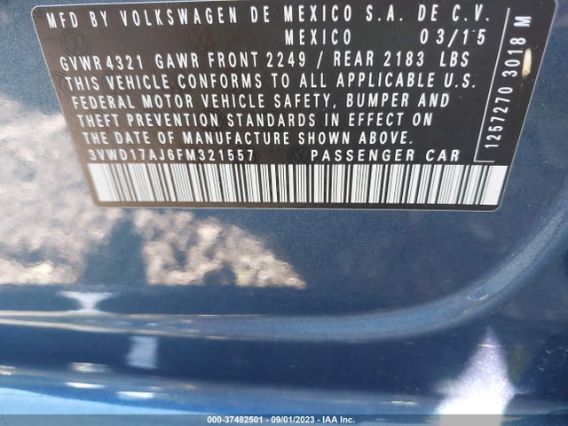 3VWD17AJ6FM321557 Volkswagen Jetta Sedan 1.8t Se