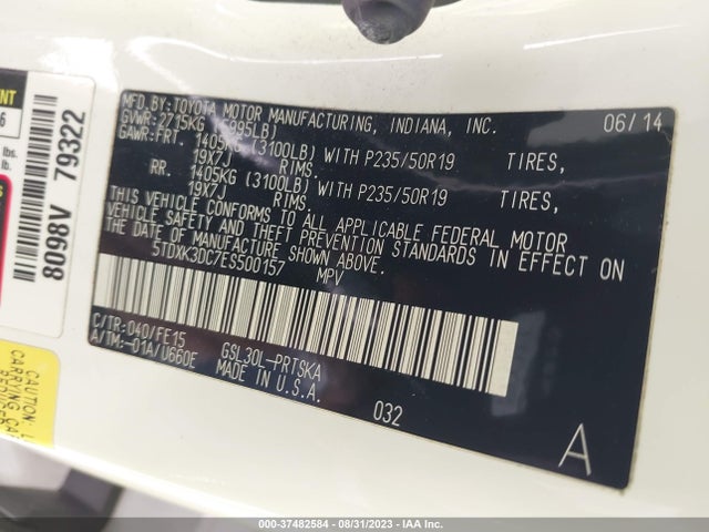 Toyota SIENNA SE 2014 5TDXK3DC7ES500157 Image 15