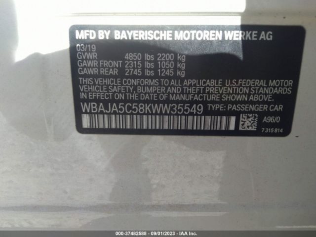 WBAJA5C58KWW35549 BMW 5 Series 530i