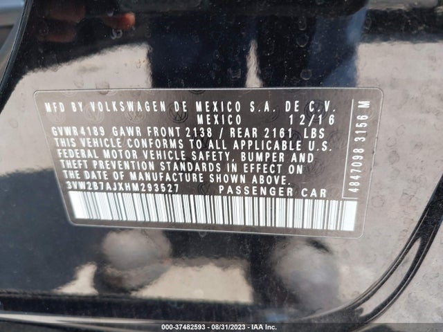 3VW2B7AJXHM293527 Volkswagen Jetta 1.4t S