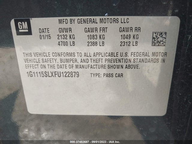 Chevrolet IMPALA 1LT 2015 1G1115SLXFU122879 Image 9