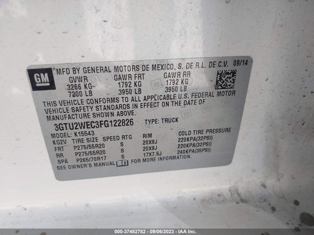 GMC Sierra 1500 Denali 2015 3GTU2WEC3FG122826 Image 9