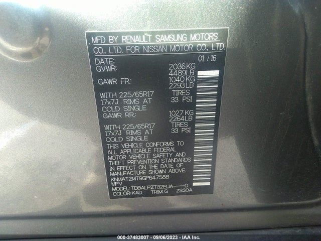 Nissan ROGUE S 2016 KNMAT2MT9GP647588 Image 9
