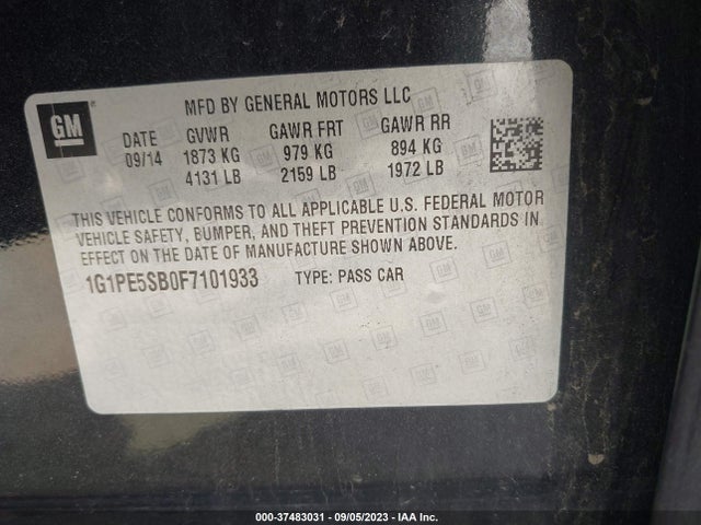 Chevrolet CRUZE LT 2015 1G1PE5SB0F7101933 Image 9