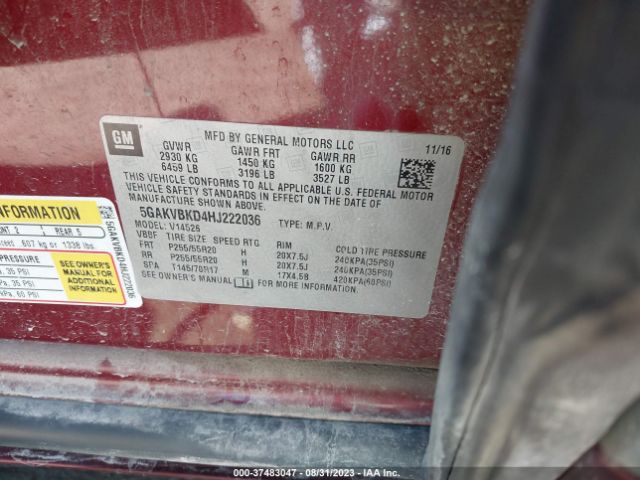 5GAKVBKD4HJ222036 Buick Enclave Leather