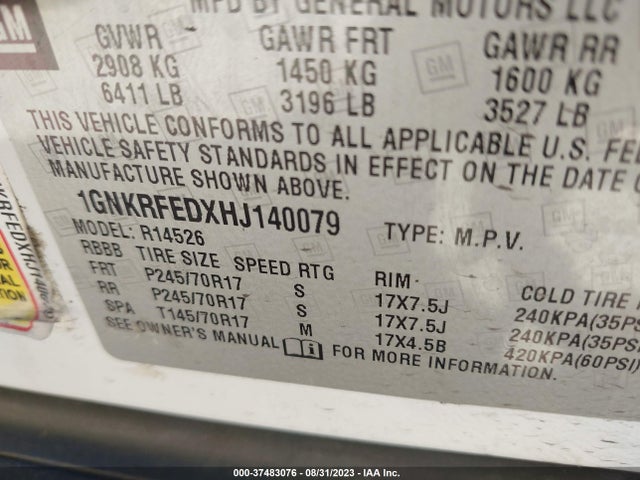 Chevrolet Traverse Ls 2017 1GNKRFEDXHJ140079 Image 9