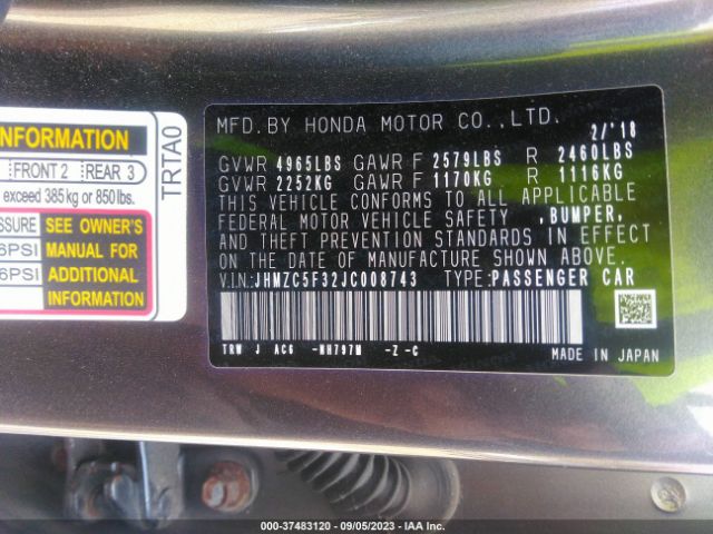 JHMZC5F32JC008743 Honda Clarity Plug-in Hybrid Touring