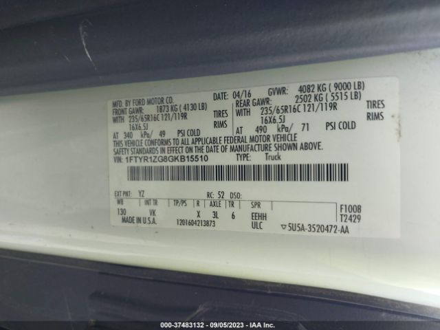 1FTYR1ZG8GKB15510 Ford TRANSIT CARGO VAN