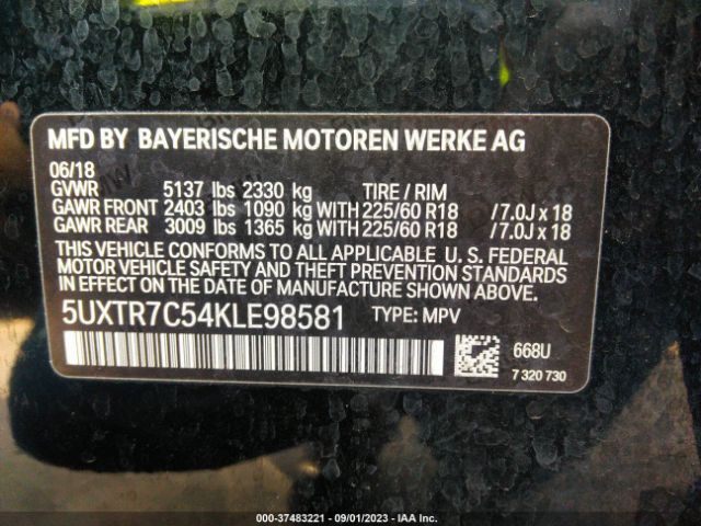 5UXTR7C54KLE98581 BMW X3 Sdrive30i