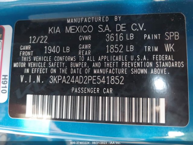 3KPA24AD2PE541852 KIA RIO S