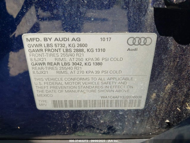 WA1C4AFY3J2076008 Audi Sq5 Prestige