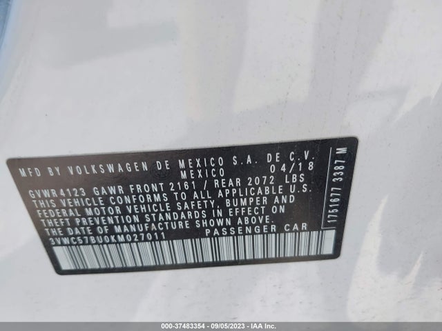 3VWC57BU0KM027011 Volkswagen Jetta S/se/r-line