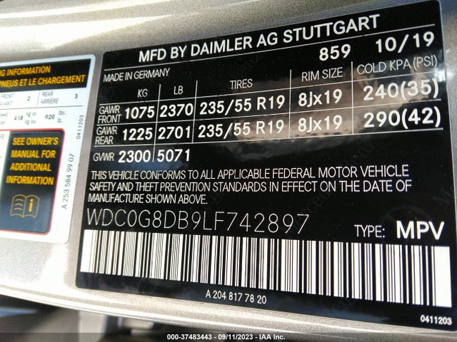 WDC0G8DB9LF742897 Mercedes-Benz Glc Glc 300