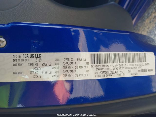 2C4RDGEG1KR695401 Dodge Grand Caravan Gt