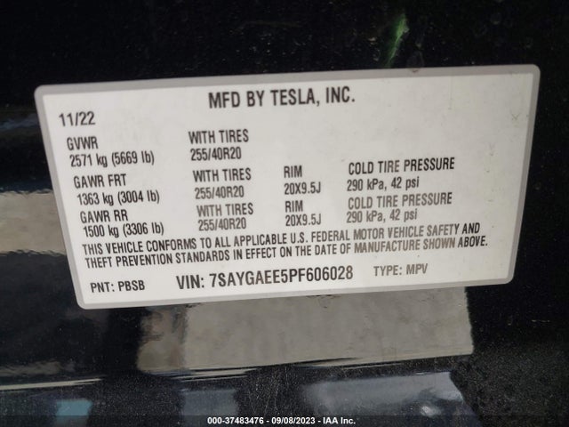 Tesla Model Y Long Range 2023 7SAYGAEE5PF606028 Image 8