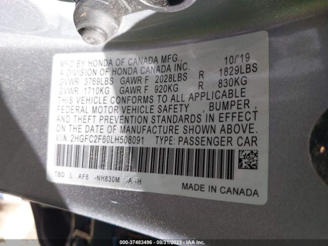 2HGFC2F60LH508091 Honda Civic Sedan Lx
